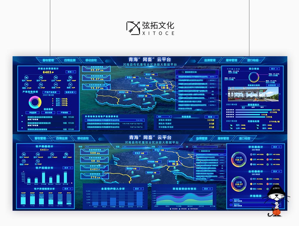 弦拓文化&青海省網畜雲平台 智慧大(dà)屏 UI設計